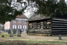 Church with log cabin